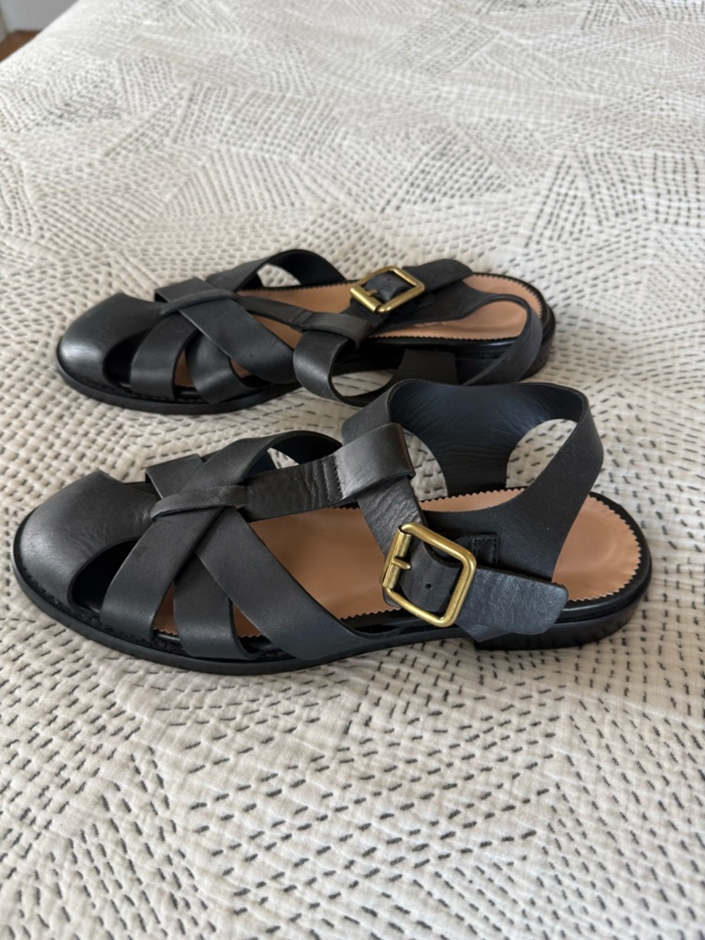 J. Crew Black Woven Fisherman Sandals.